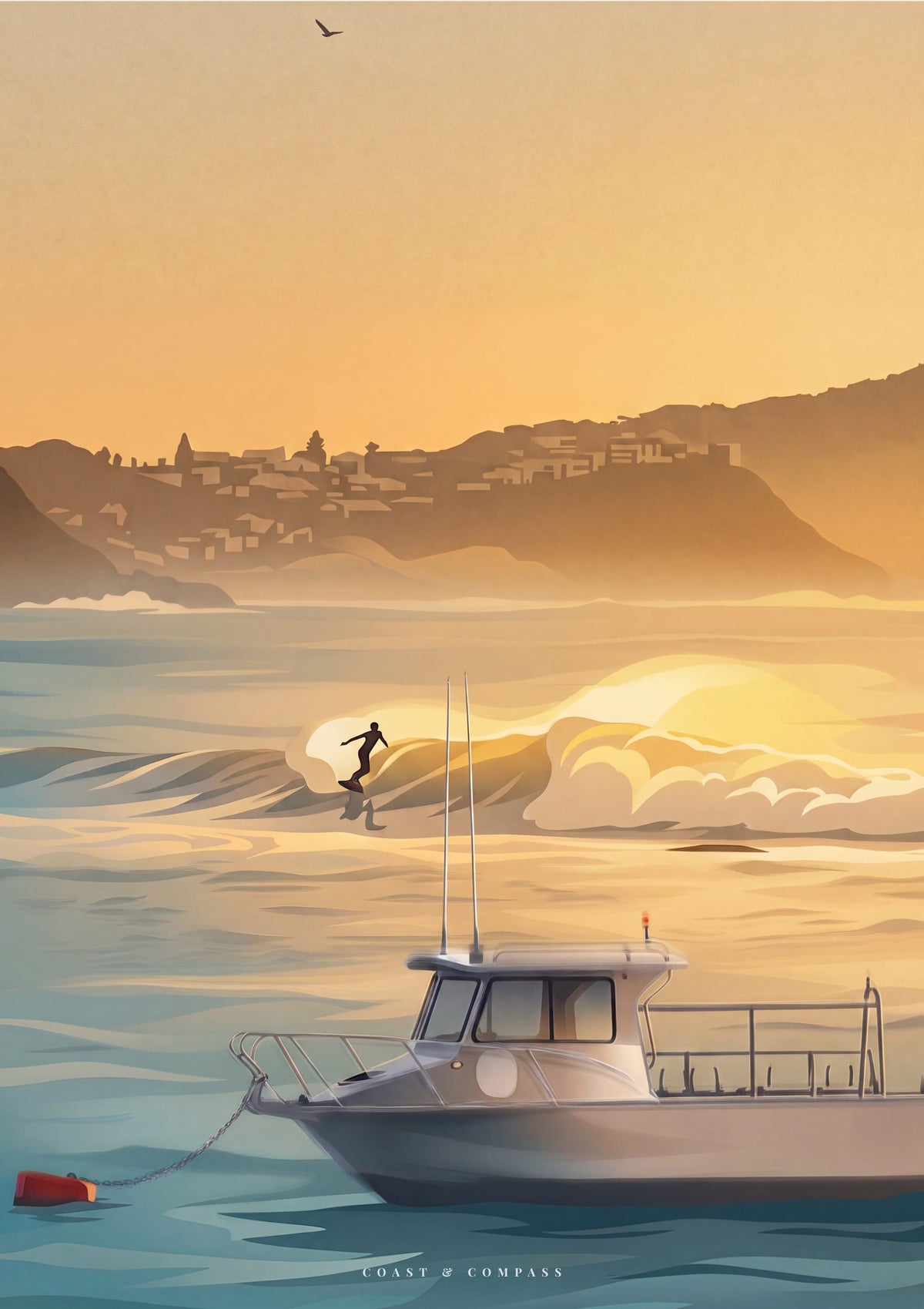 Dawn Patrol — a surfer on a golden wave at Terrigal, Central Coast NSW