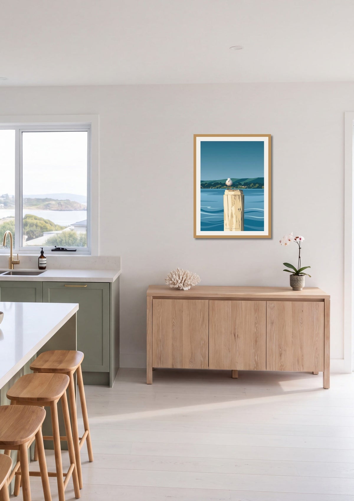 Harbour Watch print shown at A1 size in a kitchen