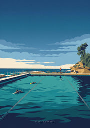 Lap Lines — an ocean pool with lane ropes and two swimmers at The Entrance, Central Coast NSW