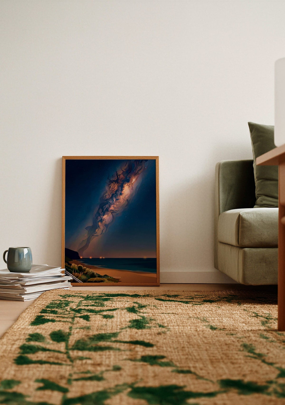 Midnight Bloom print shown unframed, leaning against a wall
