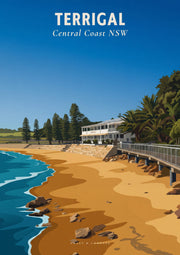 Terrigal Haven Beach travel poster — the sheltered beach at The Haven, Central Coast NSW