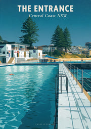 The Entrance Ocean Baths travel poster — the ocean baths at dawn, Central Coast NSW